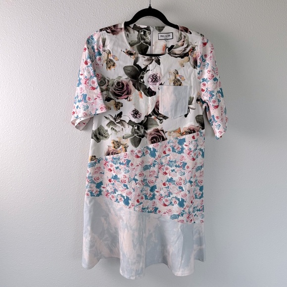 Paul & Joe NWT Mixed Floral Print Short Sleeve Dress New Designer Women’s Size 8 - Picture 1 of 16